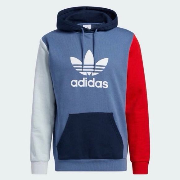 Adidas Originals French Terry Trefoil Halo Hoodie Sweater Color-Block Men Medium - Picture 1 of 9